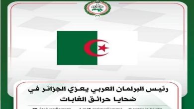 صورة رئيس البرلمان العربي يعزي الجزائر في ضحايا حرائق الغابات
